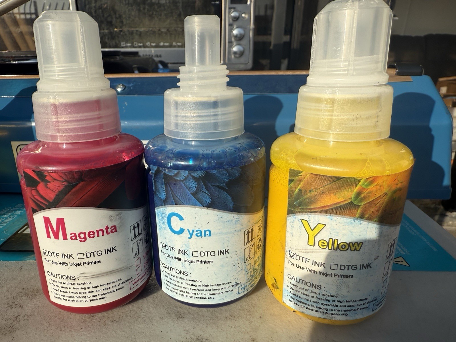 3× 100ml DTF/DTG Ink Set Cyan Magenta Yellow For Epson Printer New Sealed