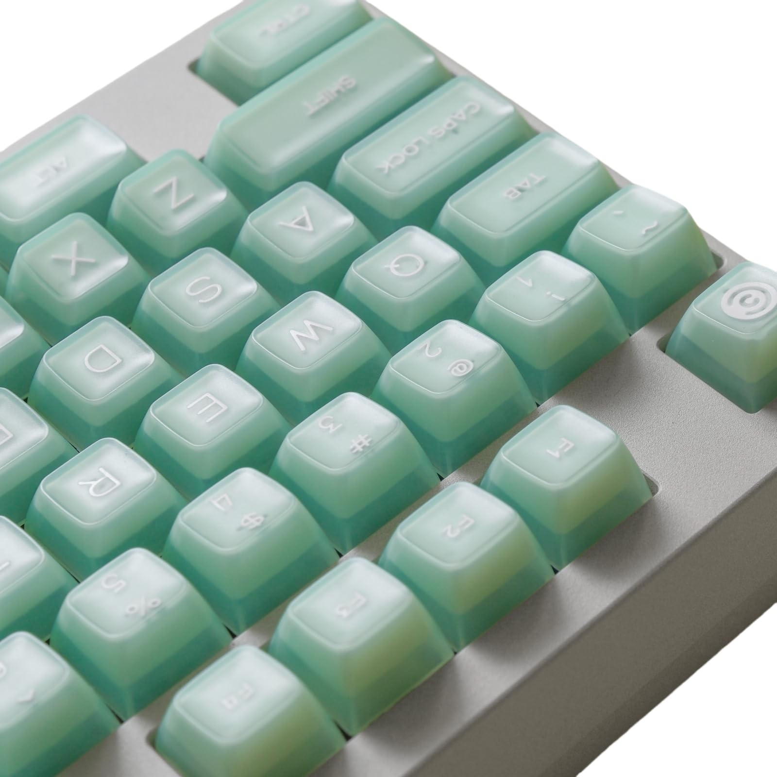 ULTRAEQUIP Jade Keycaps, 160 Keys Double Shot, PBT RSA Profile, Translucent Shin