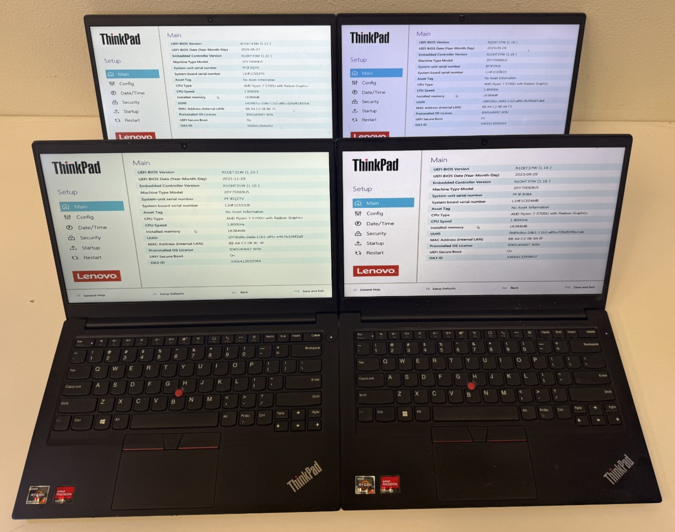 LOT 4) Lenovo Thinkpad E14 Gen 3 Ryzen 7 5700U  16GB RAM Good Batt NO OS/AC/SSD