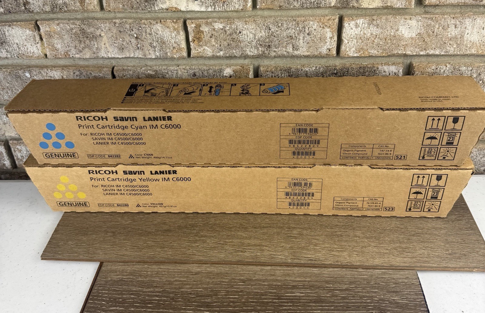 LOT OF 2 RICOH SAVIN LANIER IM C6000 842280, 842282 TONER Cyan, Yellow