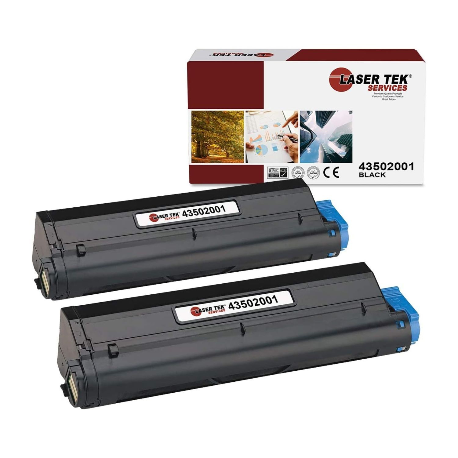 2Pk LTS B4400 43502001 Black Compatible for Okidata B4400 B4400n B4500 Toner