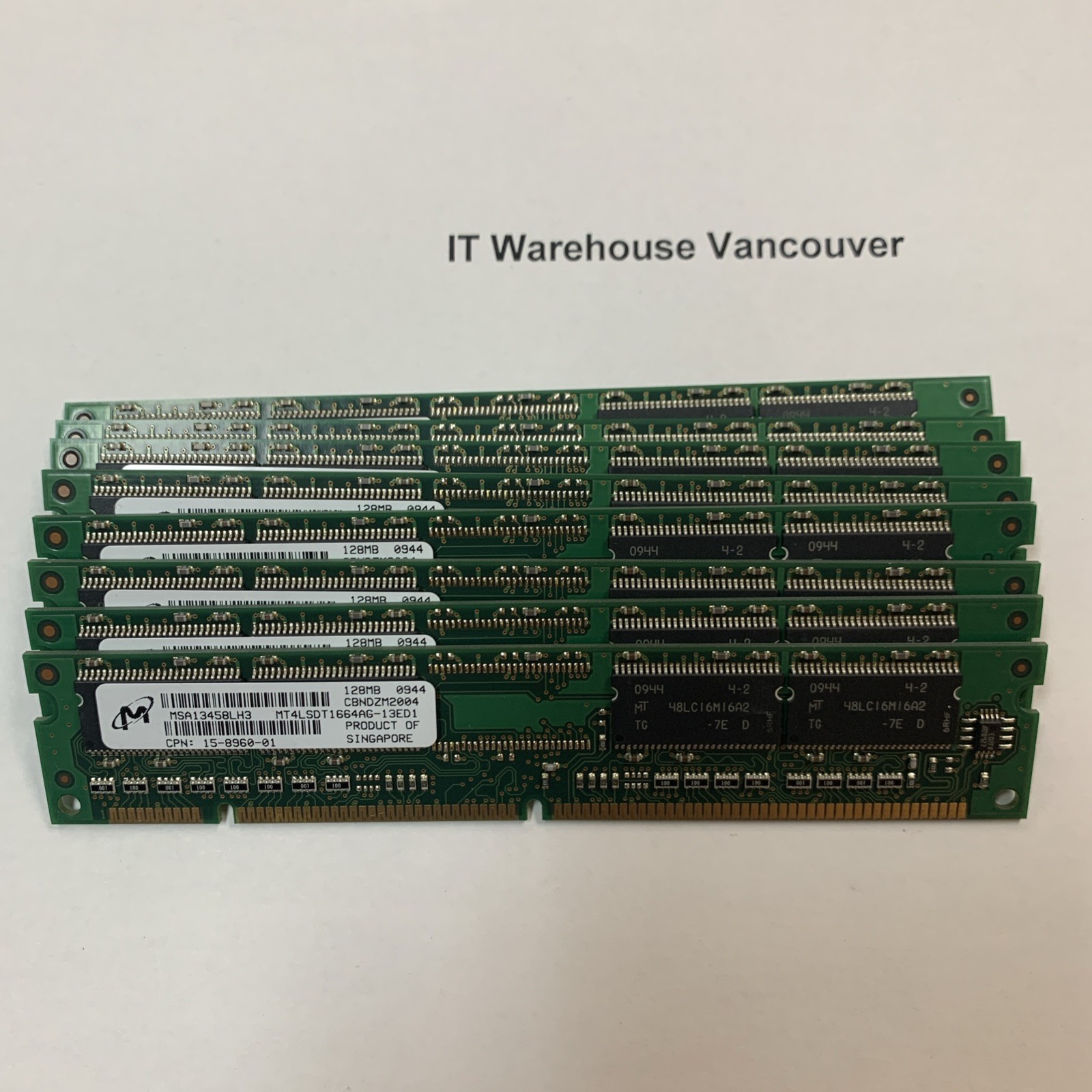 (1 x )  MICRON 128MB SDRAM PC133 CL3 16X16 4CHIPS 168PIN DIMM NON-ECC RAM MEMORY