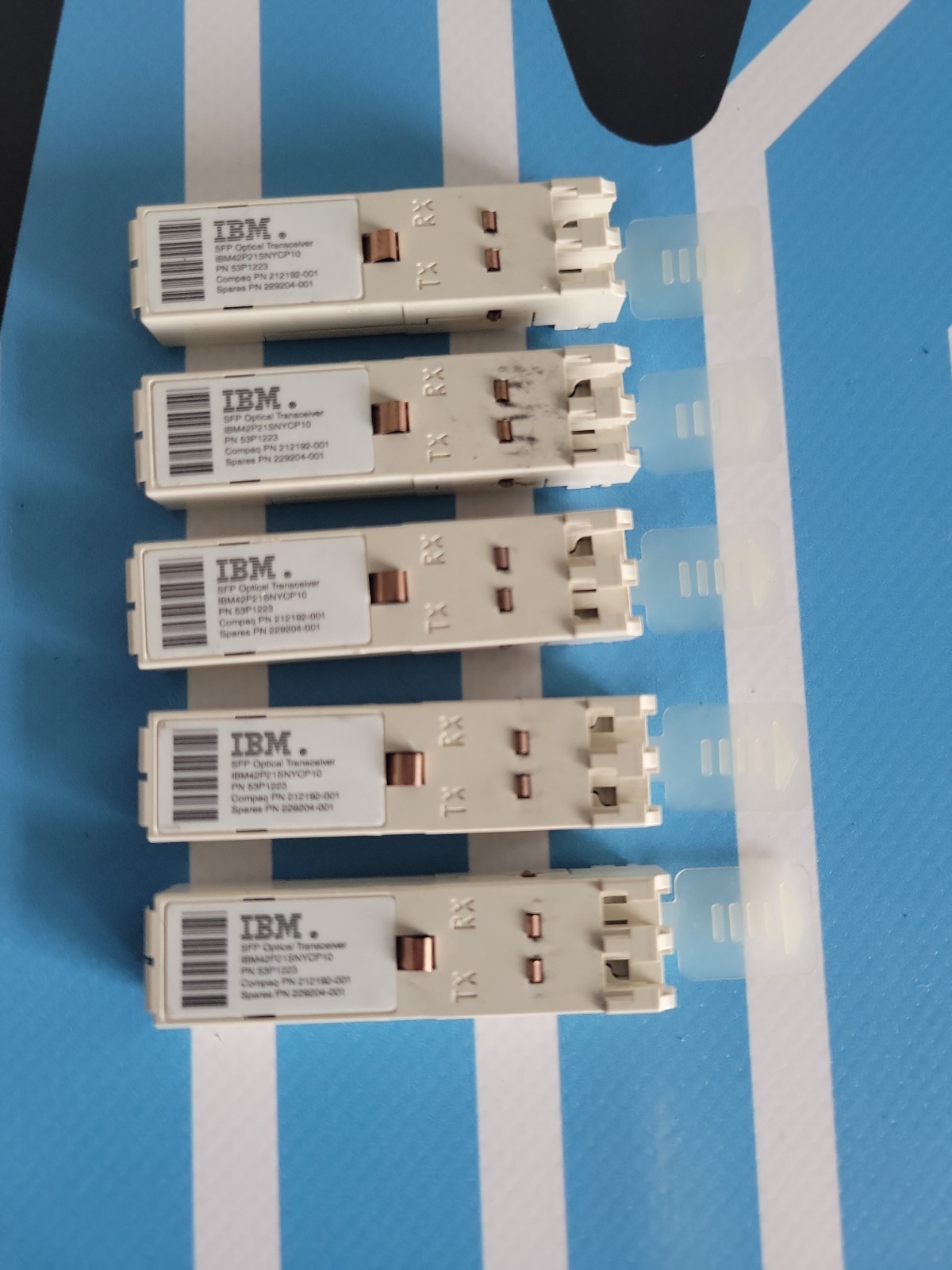 Lot of 5 IBM 2GB 1000Base-SX FC Fibre 850nm SFP Optical Transceiver 53P1223