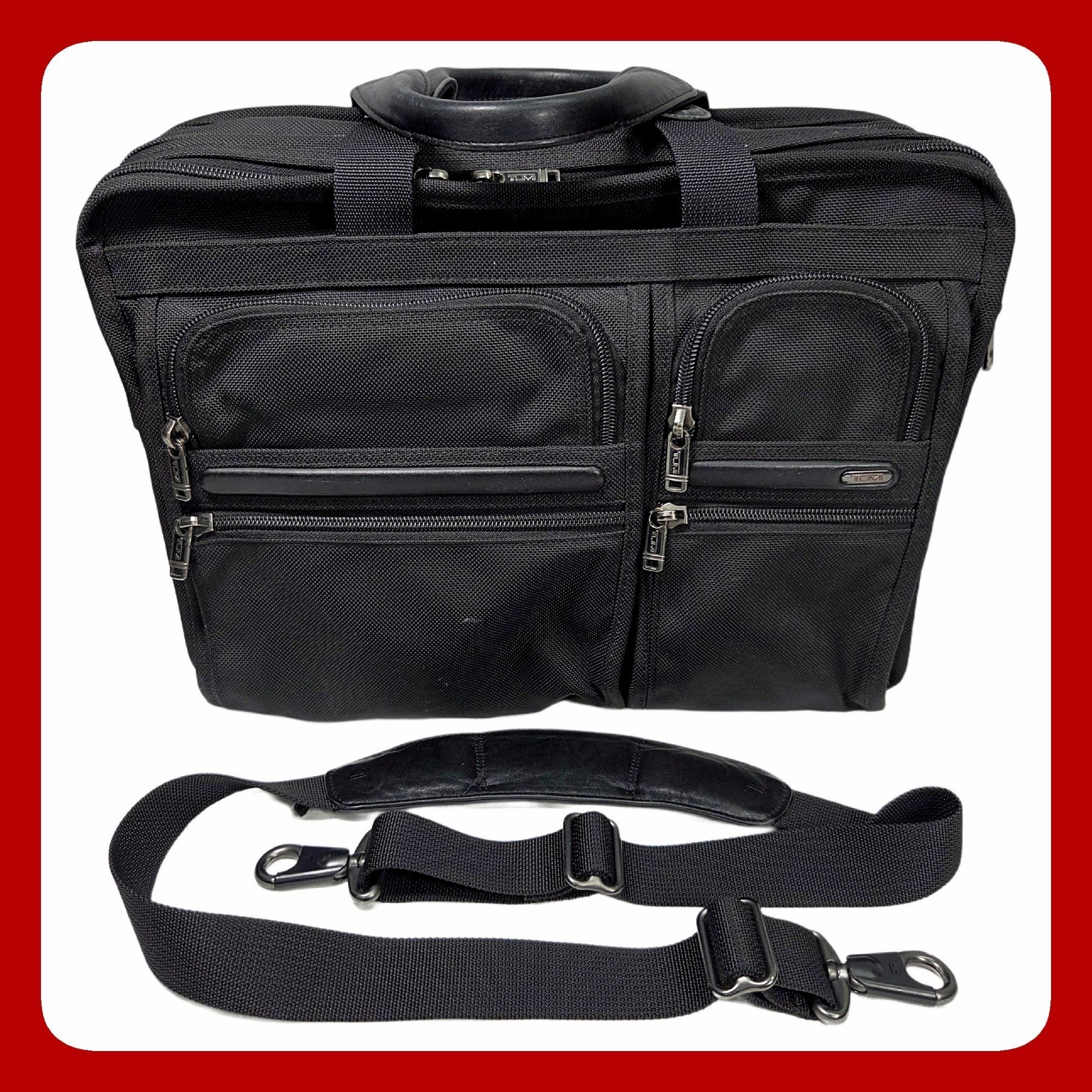 Tumi 26160D4 Black Ballistic Nylon 17in Laptop Briefcase Bag Shoulder Strap Ex