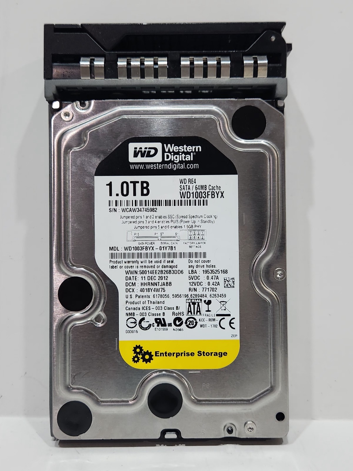 ​Western Digital WD RE4 1.0TB 3.5" Enterprise SATA Hard Drive (WD1003FBYX) -...