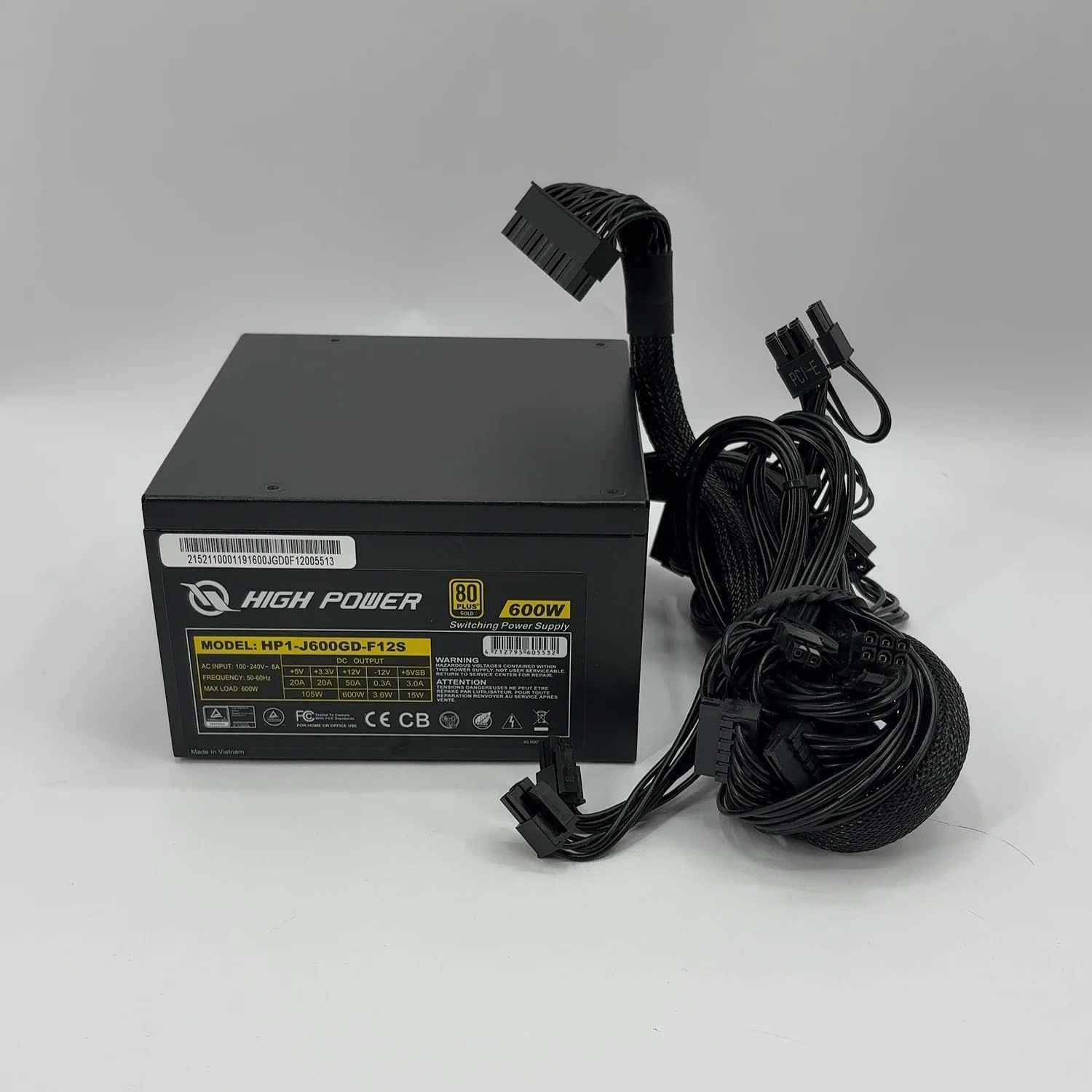 High Power 600W HP1-J600GD-F12S 80 Plus Gold 600W Fully Modular Power Supply