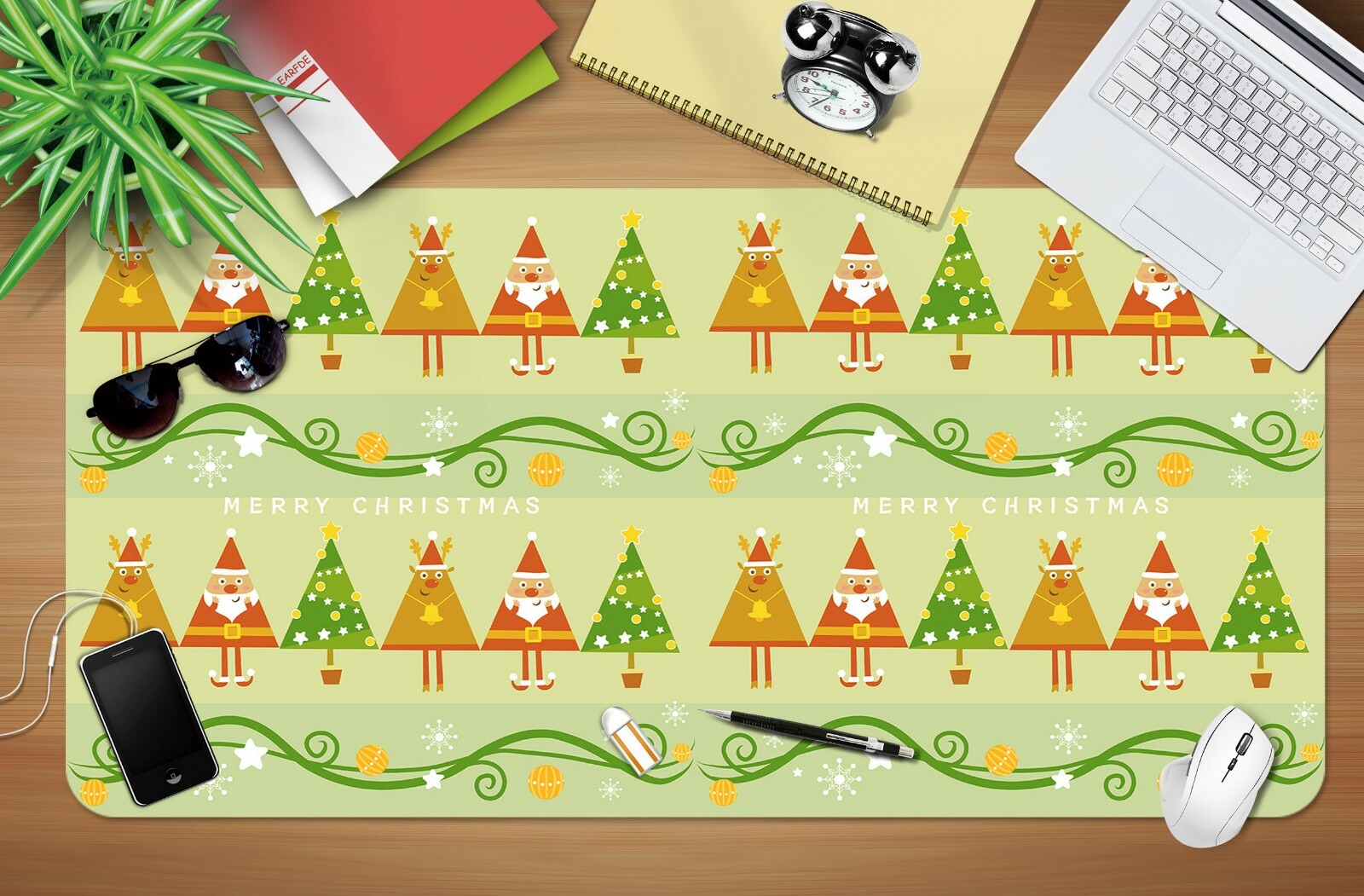 3D Merry Xmas Cartoon Tree G754 Christmas Non-slip Desk Mat Keyboard Pad Amy