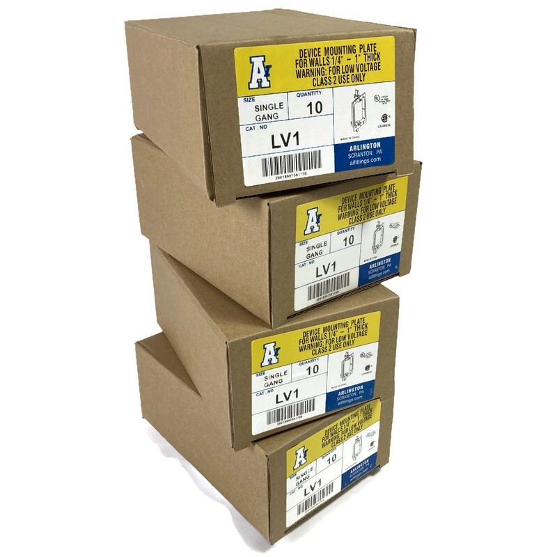 Lot of 4 Arlington 10-Pack LV1 Low Voltage Mounting Bracket 1-Gang ¼"-1" Walls