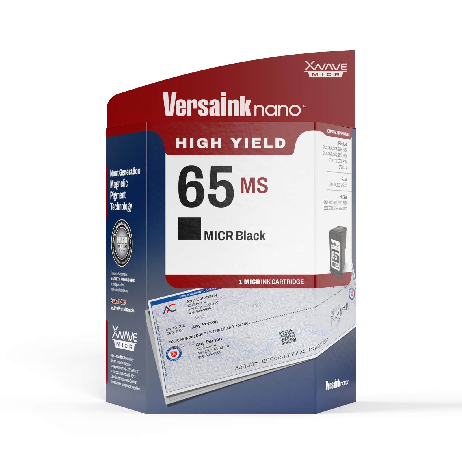 VersaInk-Nano 65 MS MICR Black Ink Cartridge for Check Standard,