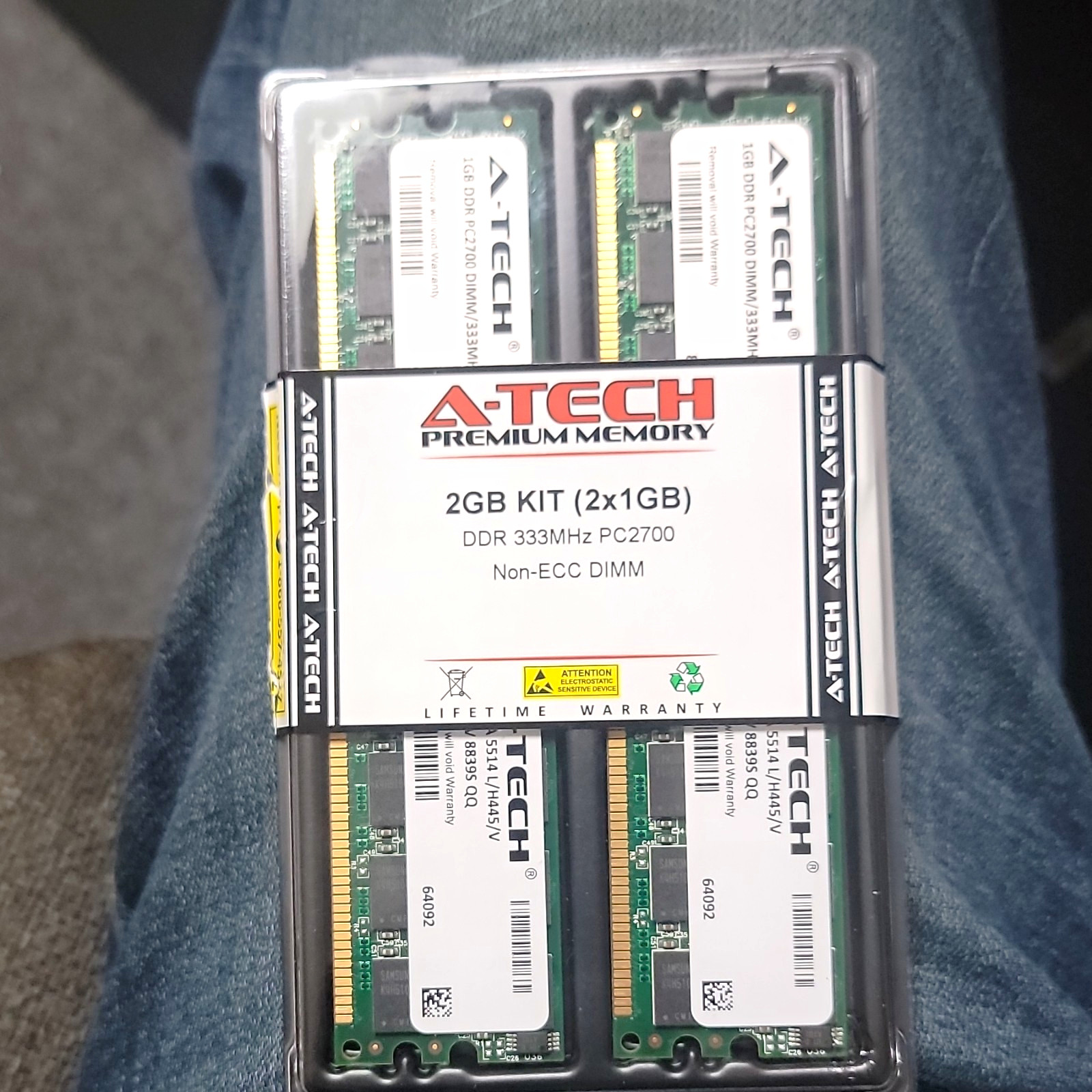 A-Tech Premium Memory 2GB Kit (2x1GB) DDR-333 PC2700 184-Pin DIMM Non-ECC