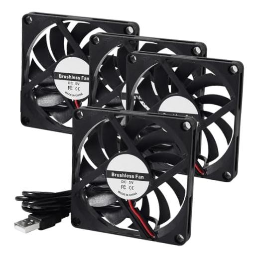 DIANN 4pcs 8010 Cooling Fan 5V 0.27A USB 80x80x10mm Brushless DC Computer CPU