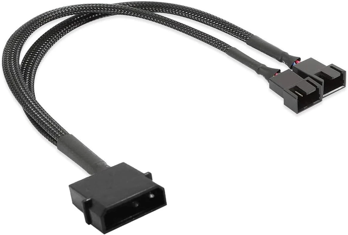 2 Pack 4-Pin Molex to 2 X 3 Pin PMW 12V PC Fan Power Adapter Cable