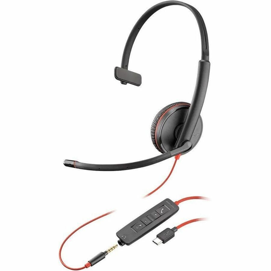 Poly Blackwire 3215 Monaural USBC Headset + 3.5mm Plug + USB-C/A Adapter 8X227AA