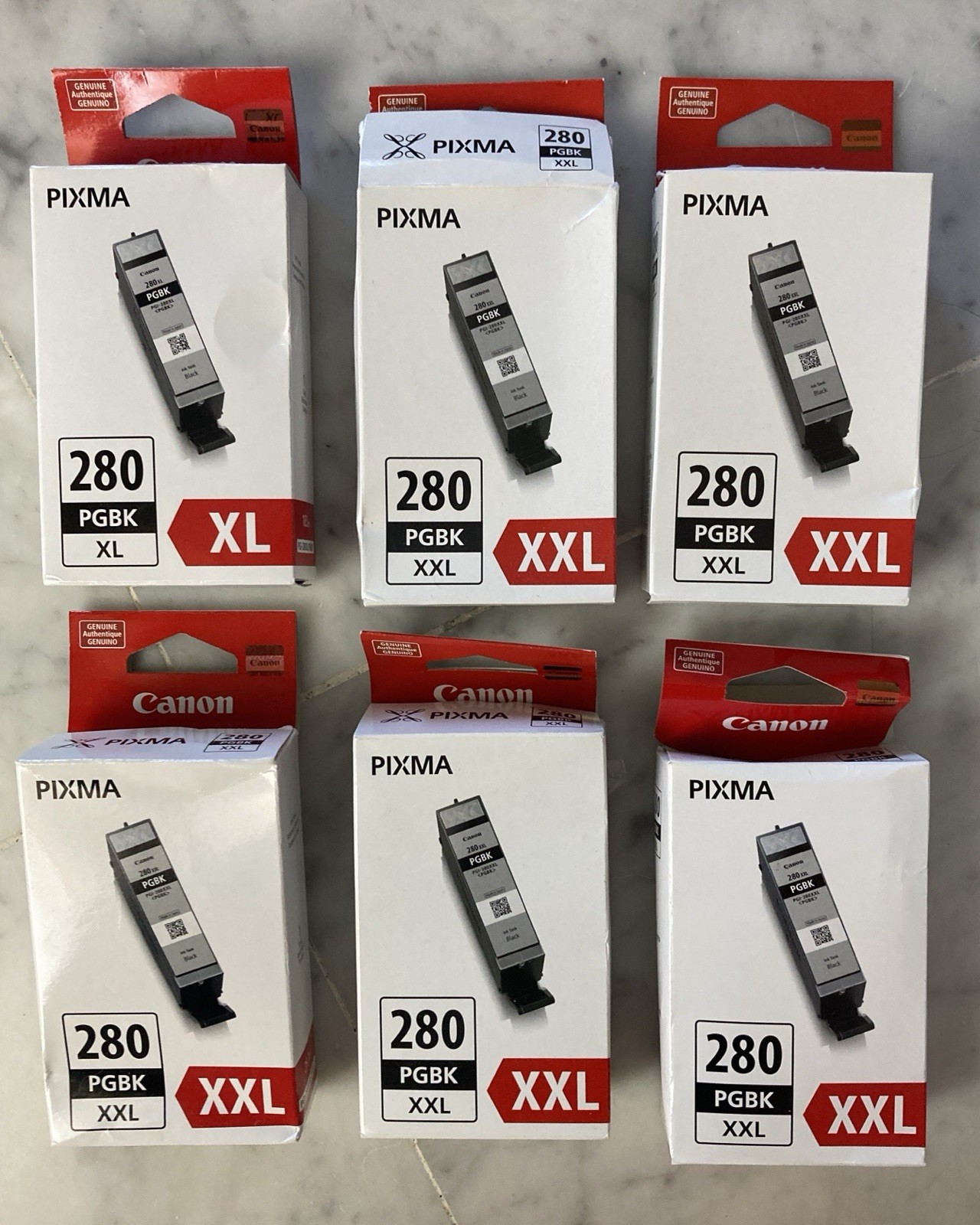 Lot of 6 Empty Virgin Genuine OEM Canon CLI-280 XXL  Ink Cartridges for refill