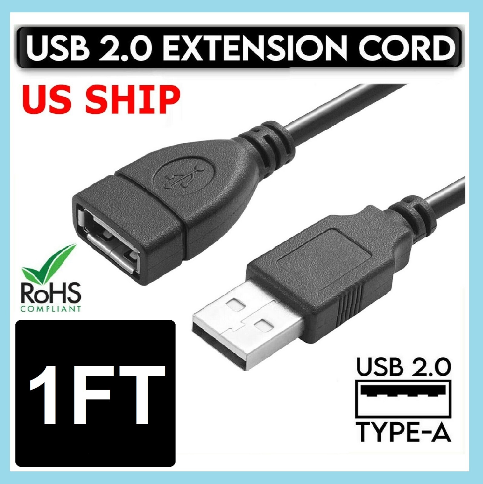 High-Speed USB to USB Extension Cable USB 2.0 Adapter Extender Cord Male/Female
