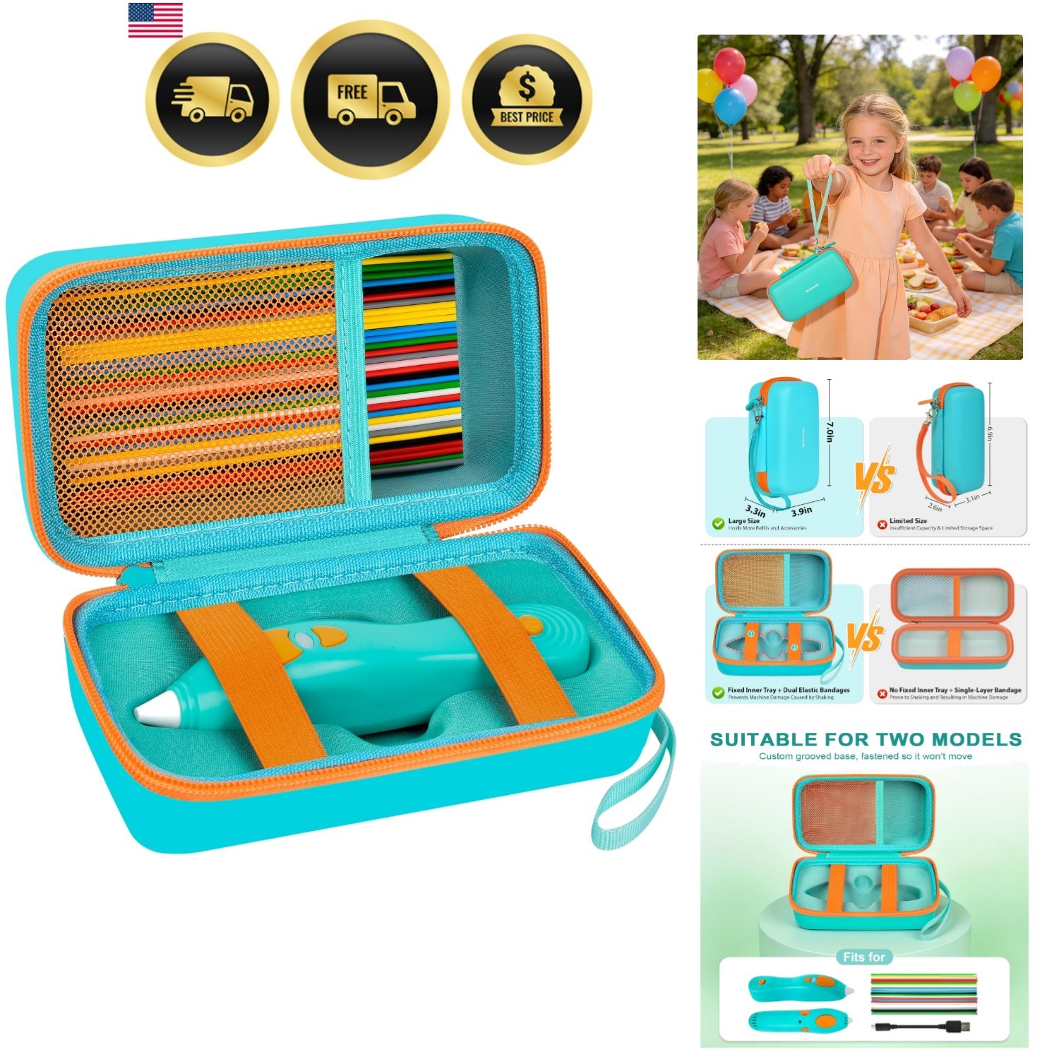 Organizer Case for 3Doodler Start+ Essentials 3D Pen for Kids, EVA Shell/Wris...