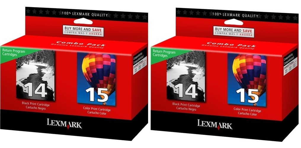 4 NEW Genuine Factory Sealed Lexmark 14 Black 15 Color Inkjet Cartridges