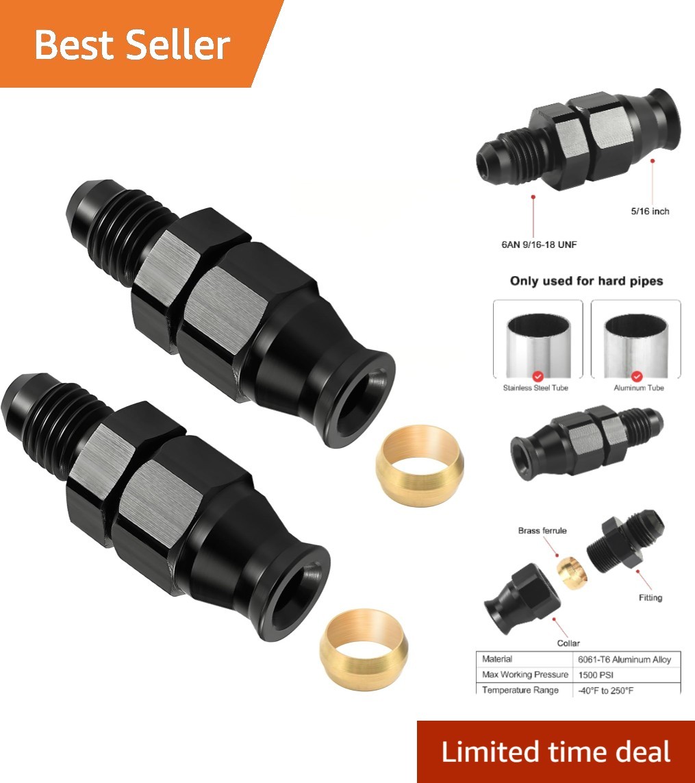 Lightweight 6AN to 5/16" Aluminum Fitting - 2 PCS for Engine Modifications
