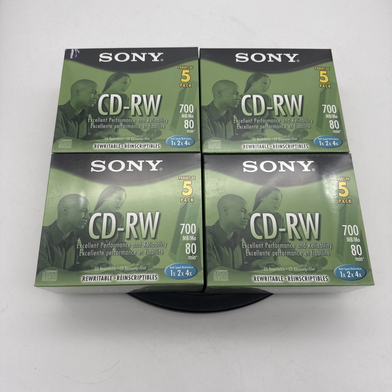 Lot of 4 Packs Sony CD-RW Blank Discs 700MB 80 Min. Rewritable 5 Disc To A Pack
