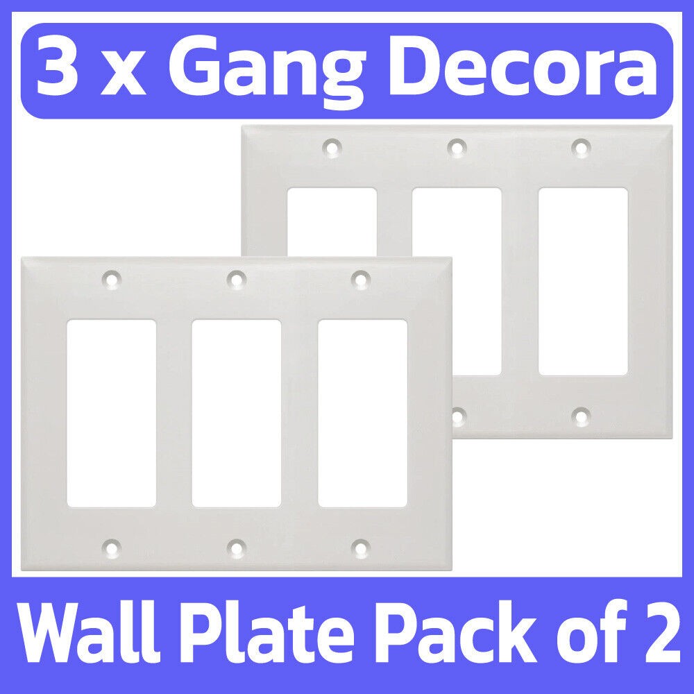 2 Pack Decorative Wall Plate Triple 3 Gang Switch Outlet Wallplate Cover White