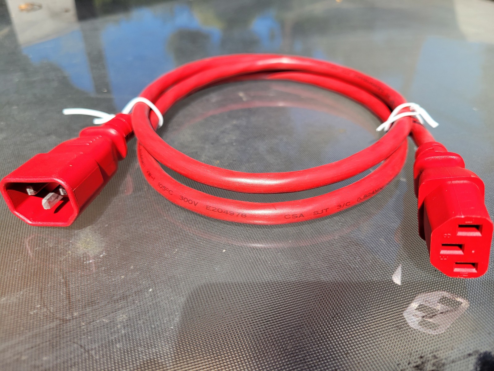 4 Foot Heavy Duty Power Extension Cord 15A 14 AWG C13 to C14 Red