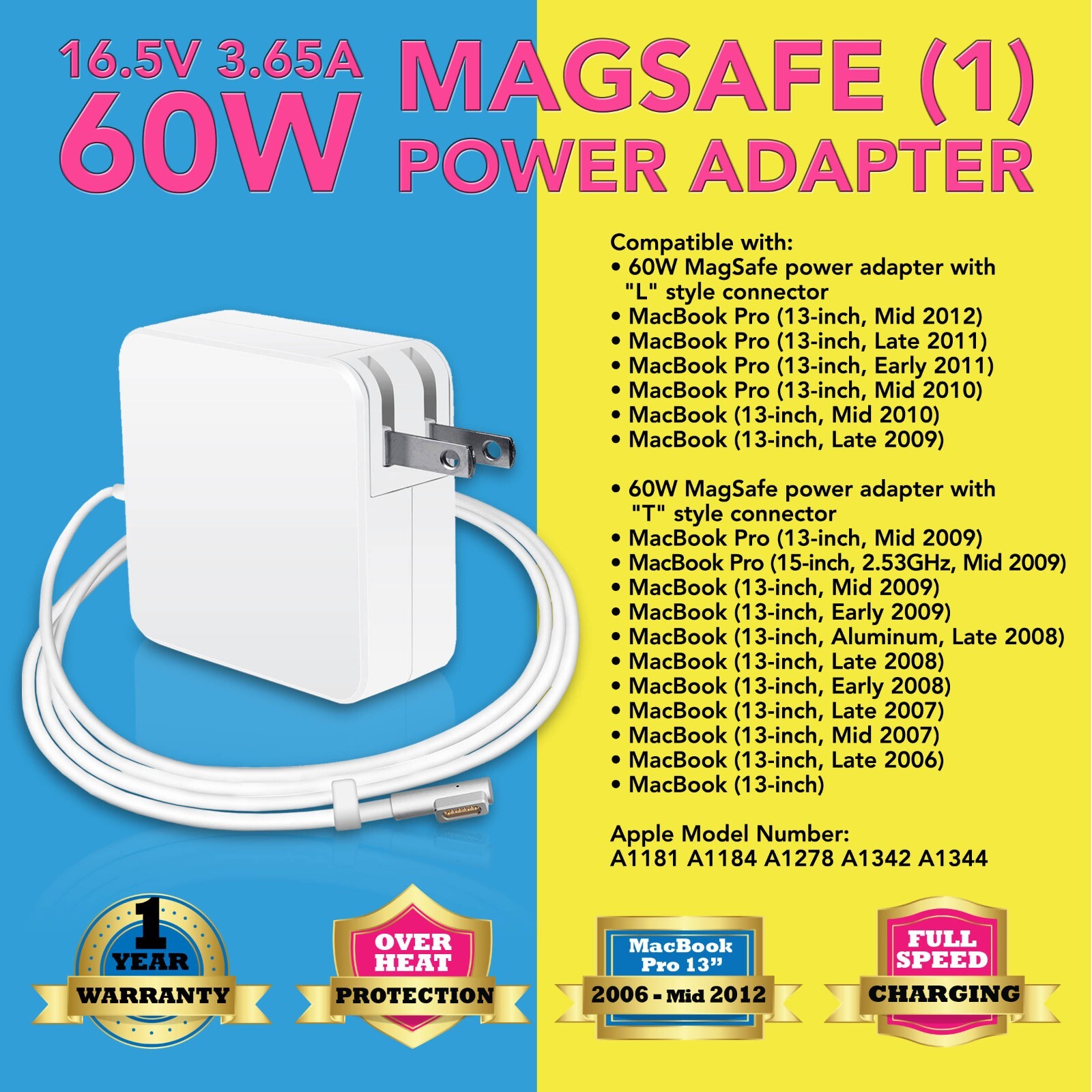 60W Charger For Apple MacBook Pro 11" 13" A1181 A1278 2009 2010 2011 AC Adapter
