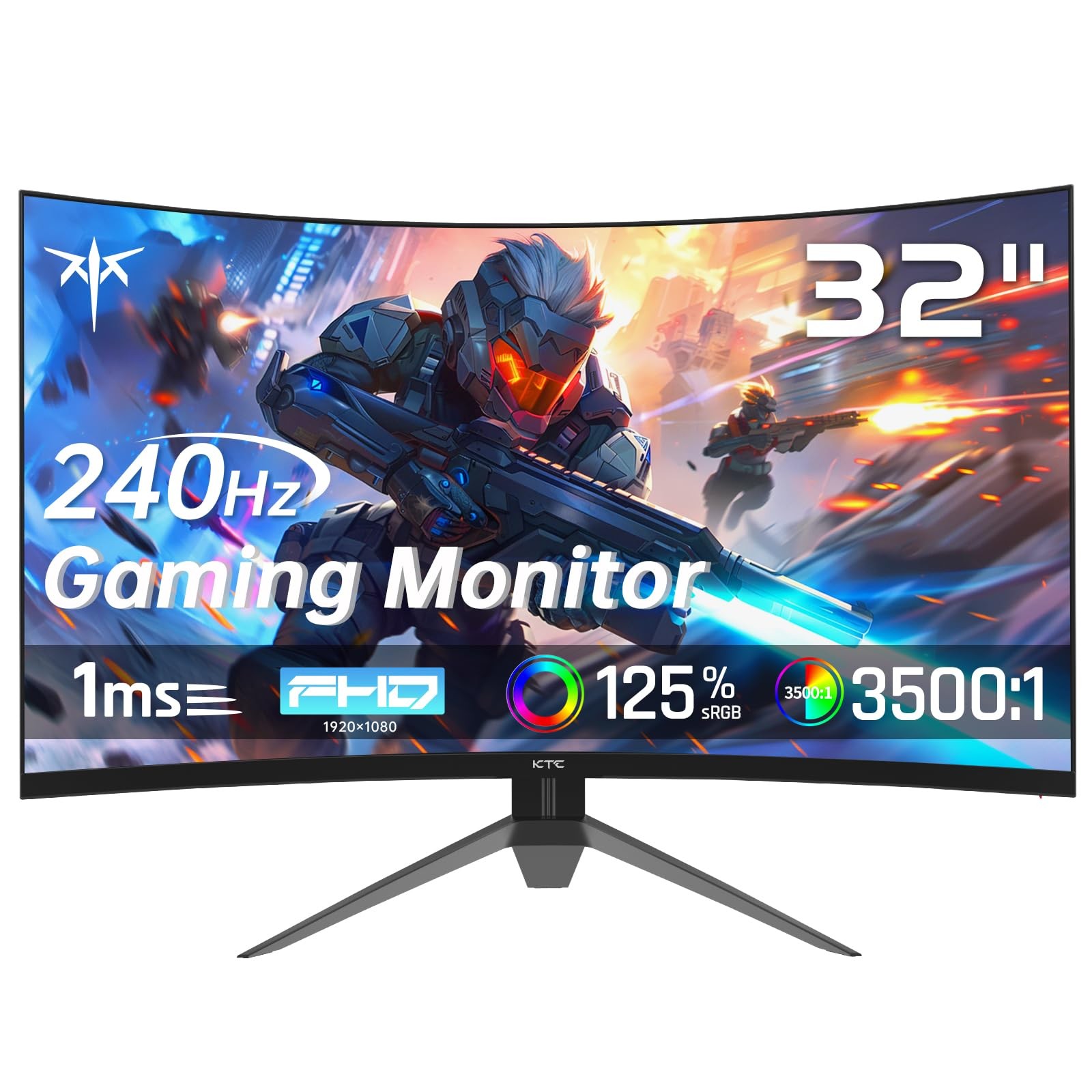 KTC 32 Inch 240Hz Curved Gaming Monitor, FHD 1500R HDR PC Monitor, H32S17F