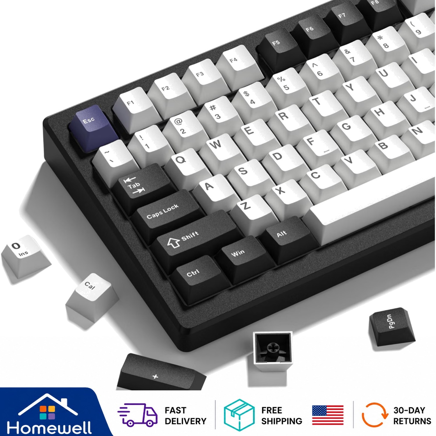 Womier 138 Keys Double Shot PBT Keycaps Set - Classic Cherry Profile Style
