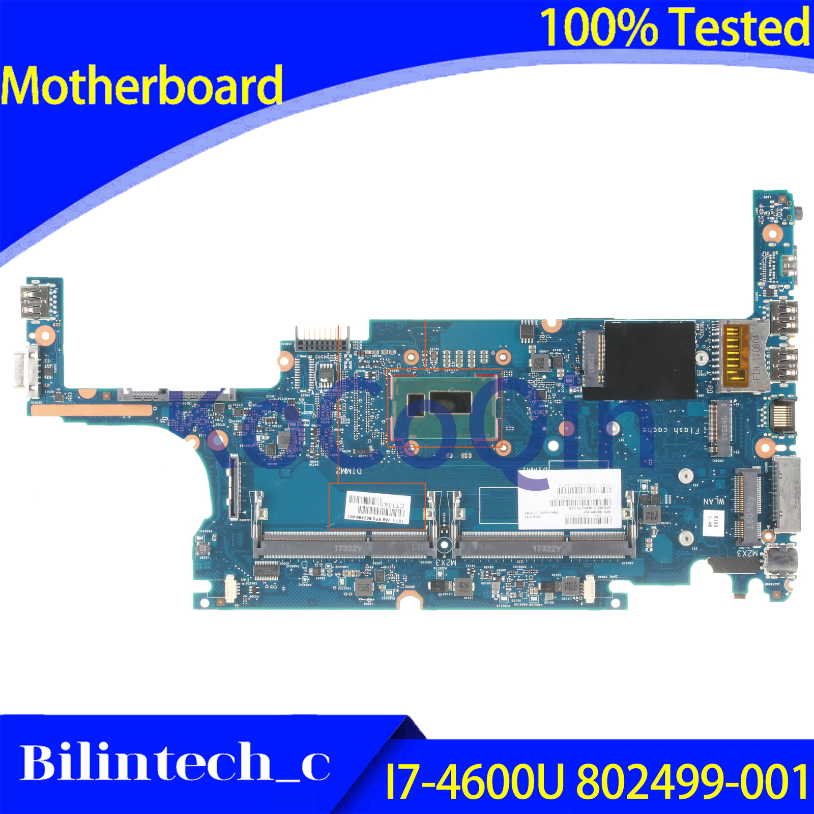 FOR HP Elitebook 720 820 G1 Motherboard I7-4600U 6050A2630701-MB-A01 802499-001