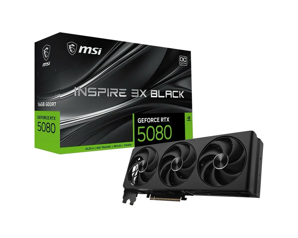 MSI INSPIRE BLACK 3X OC GeForce RTX 5080 16GB GDDR7 Graphics Card