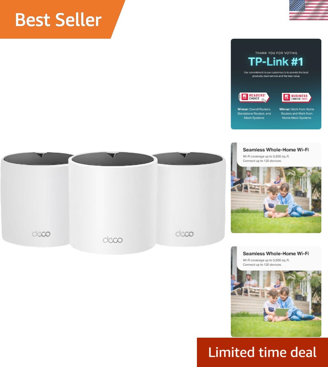 Dual-Band Deco X15 Wi-Fi 6 Mesh System – 3 Units with Alexa Compatibility