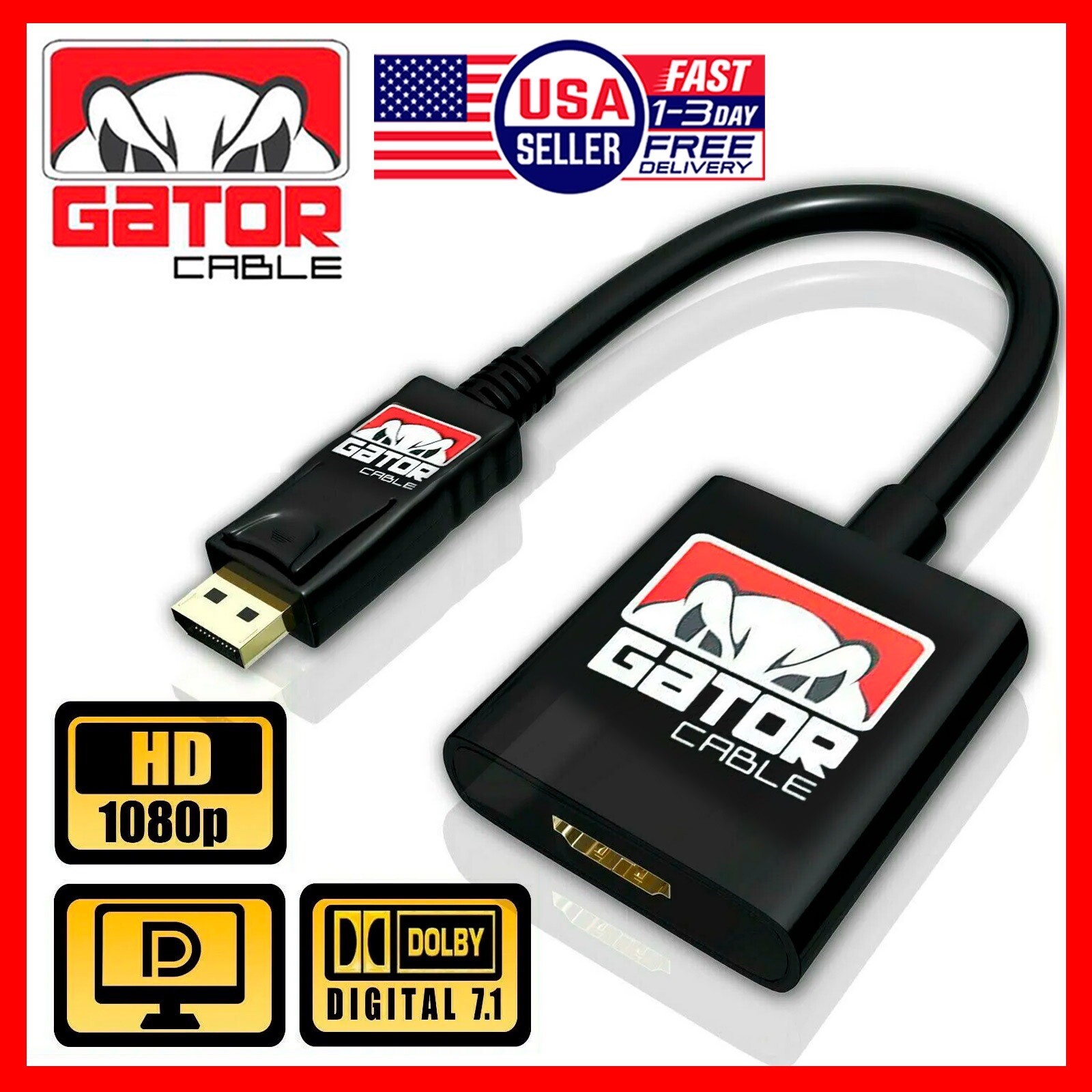 DisplayPort Male to HDMI Female Adapter Converter Dongle Cable PC Monitor HD 4K