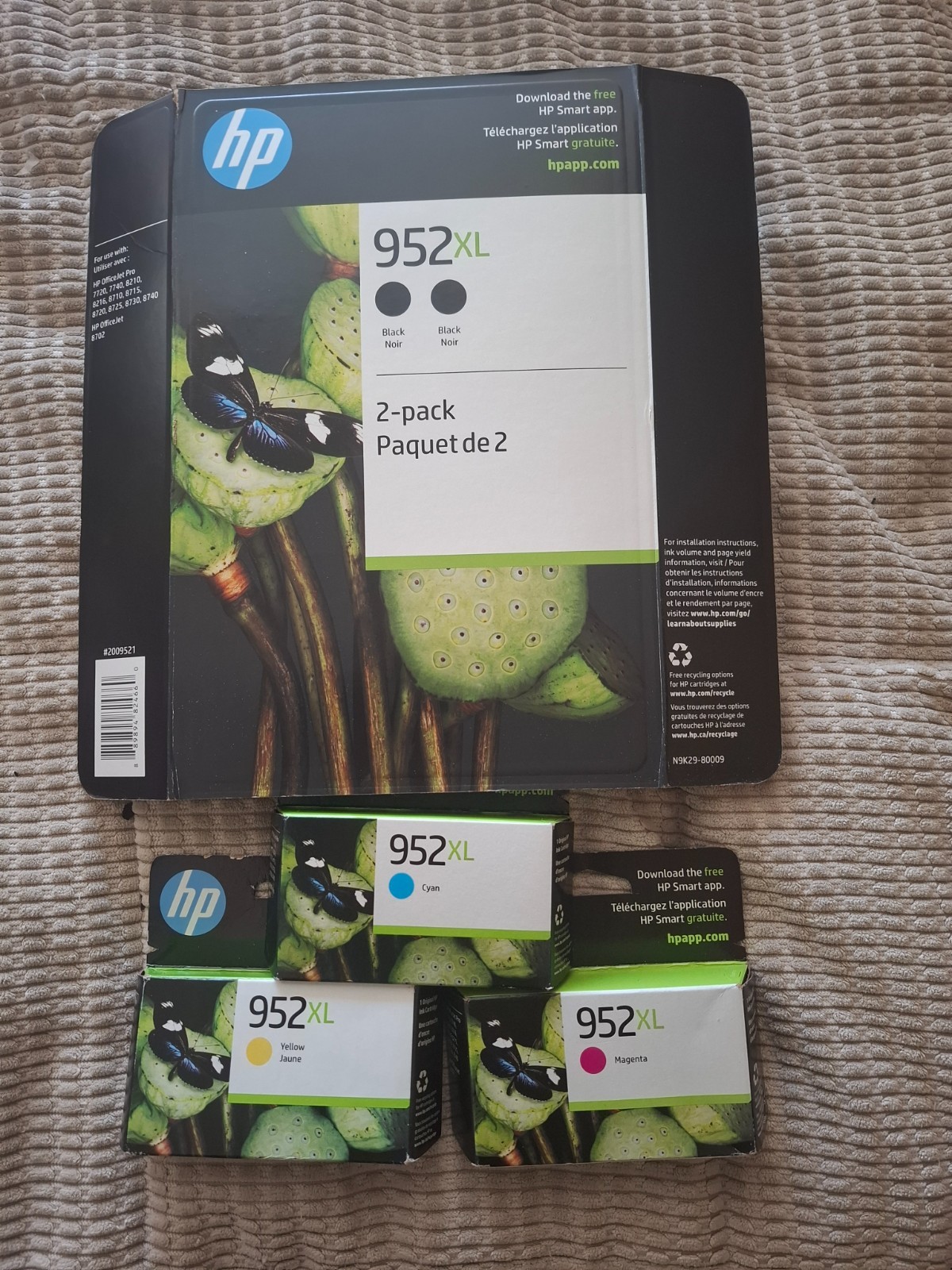5pk HP  952xl Black twin  yell magenta cyan  Ink Cartridges  Fast Ship  2026/7