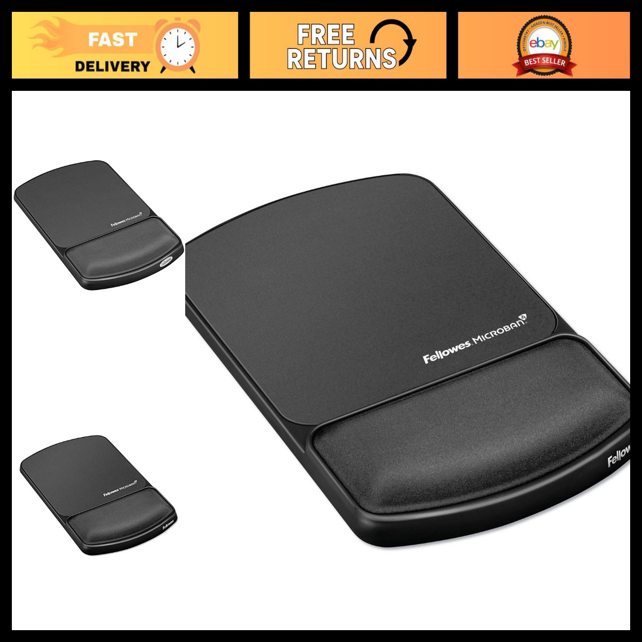 Ergonomic Gel Mouse Pad with Wrist Support - Microban Protection, Graphite Color