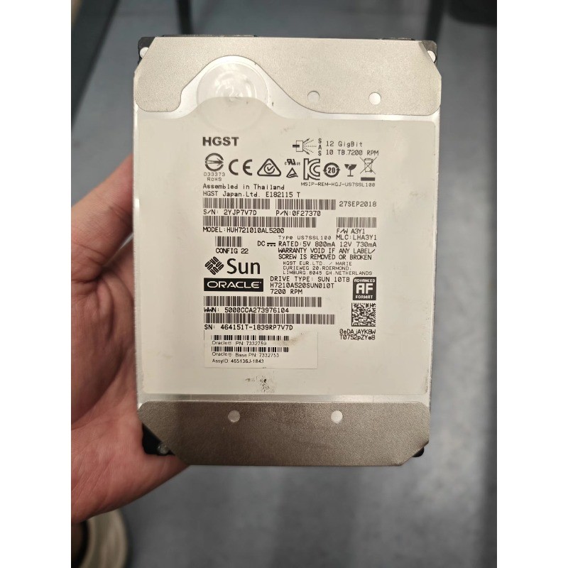 HGST HUH721010AL5200 10TB 3.5" SAS-3 12Gb/s 7200RPM Oracle Sun 7332759Hard Drive