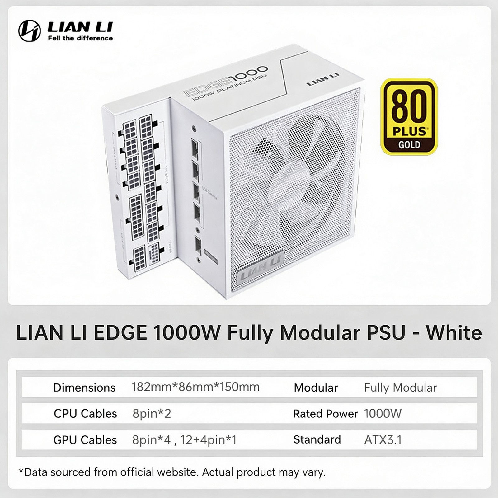 Lianli EDGE 1000W Gold Fully Modular Desktop PC Power Supply