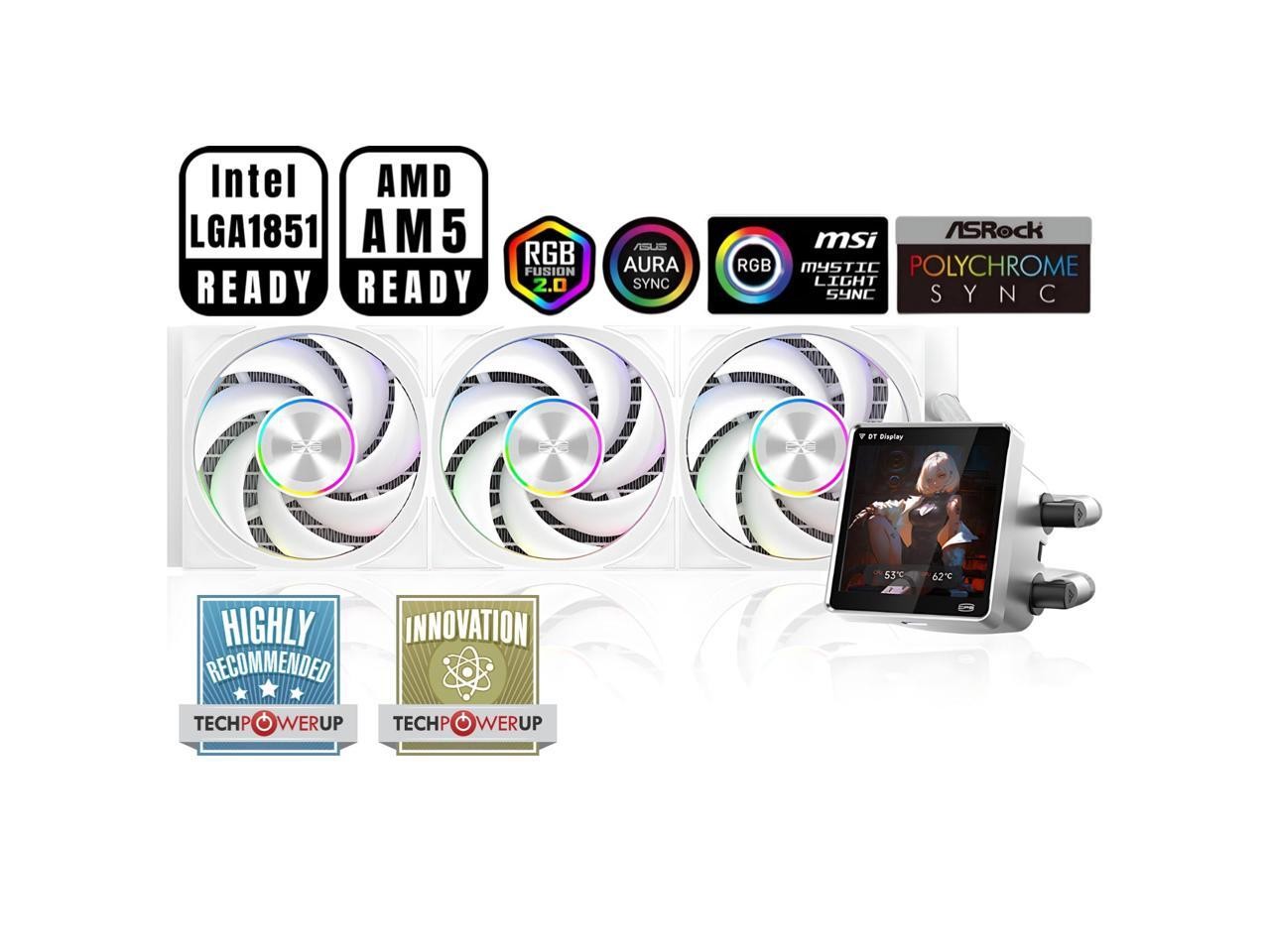 PCCOOLER CPS DT360 ARGB Display AIO CPU Liquid Cooler, 360mm Radiator, 320W TDP,