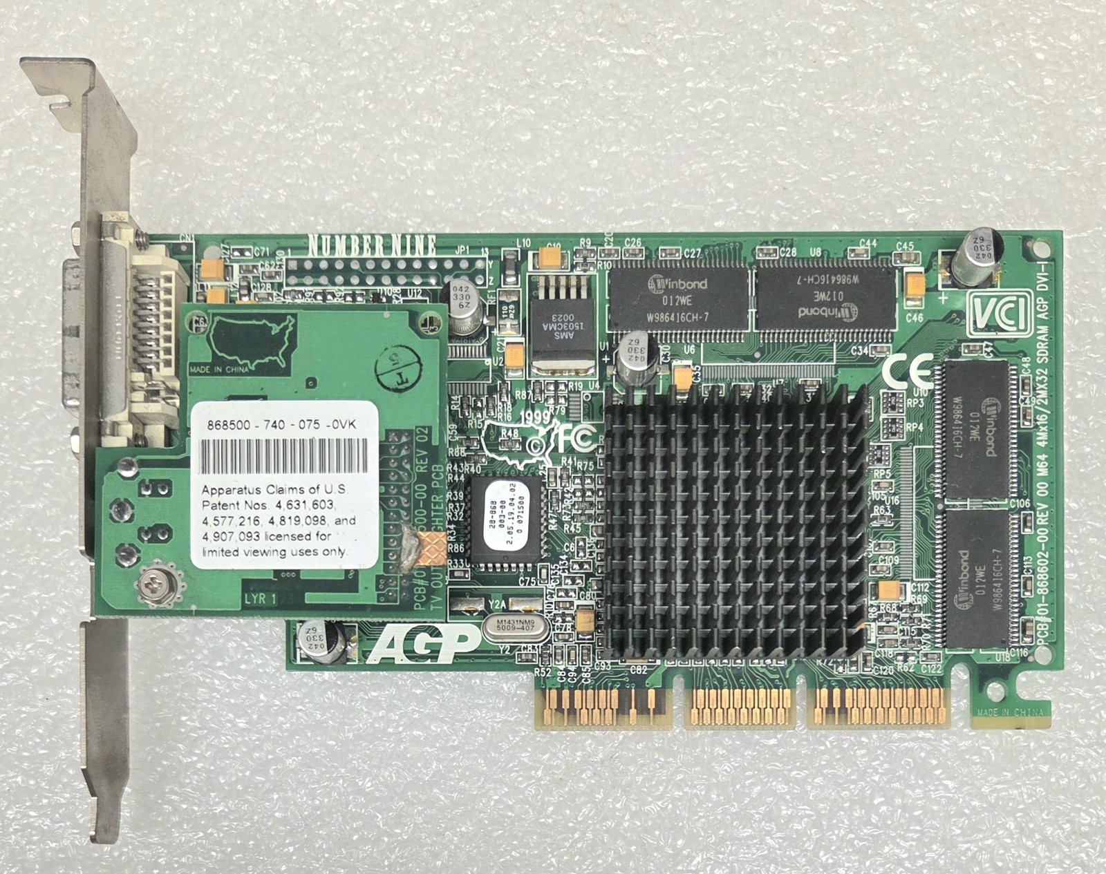 IBM 09N1708, Number Nine TNT2 32MB AGP Video Card 01-868602-00, No DustNo ESD