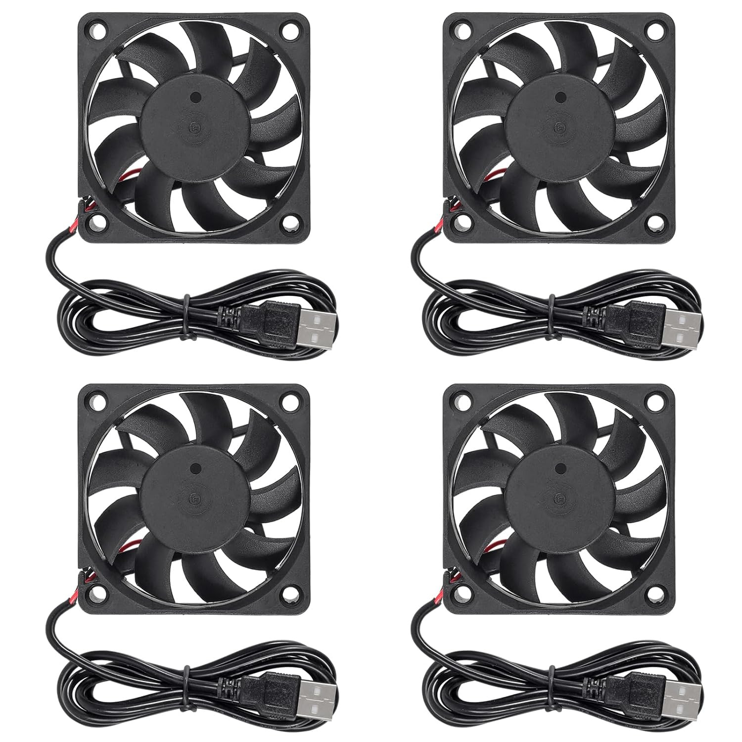 4Pcs 6015 Fan 60X60X15Mm DC 5V 60Mmx15Mm Brushless Fan Replacement Ball Bearing