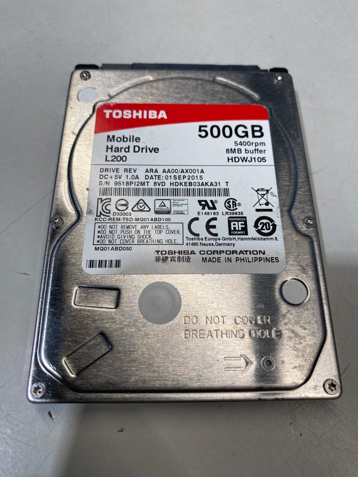 Toshiba  L200 HDWJ105 500GB 2.5" SATA II Laptop Hard Drive