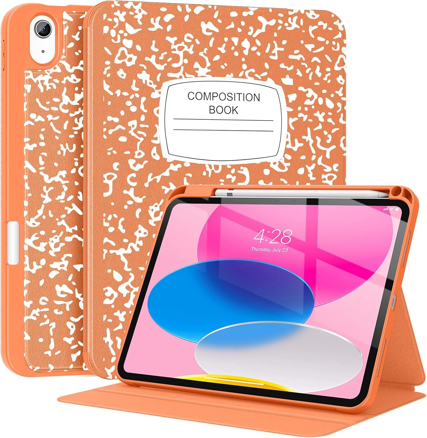 Case for iPad 11" & iPad 10th Generation, Premium Folio Stand Case with Pencil H