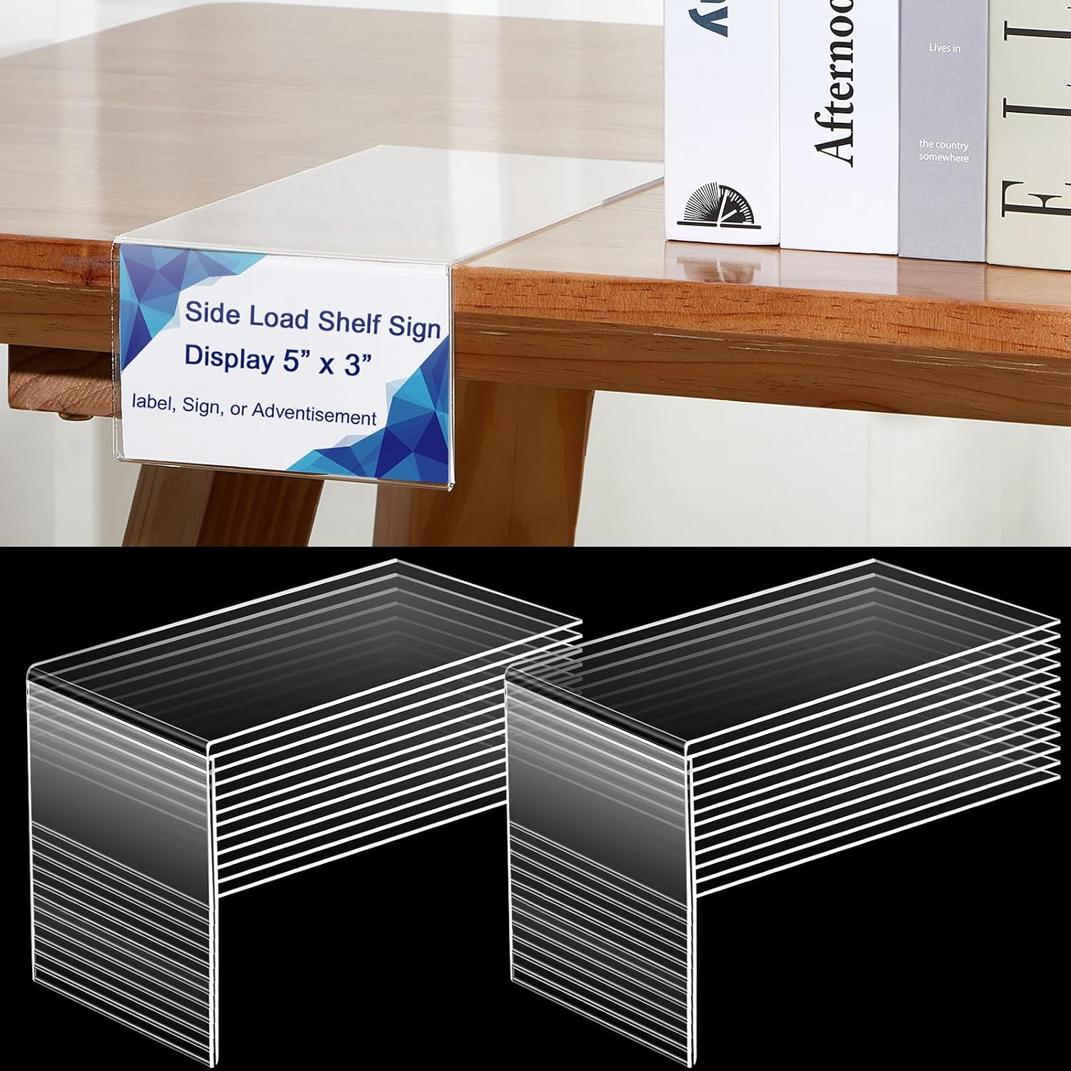 Feifeiya 24 Pcs Acrylic Shelf Talkers 5" X 3", Side Load Label Holders