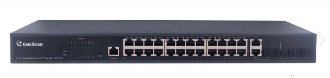 GeoVision GV-POE2411 V2 24-Port Gigabit +2G Combo +2G POE Management Switch