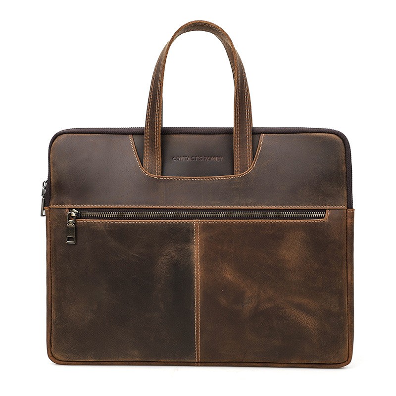 Crazy Horse Leather Sleeve for MacBook Pro 15 Zipper Laptop Bag Carry Case