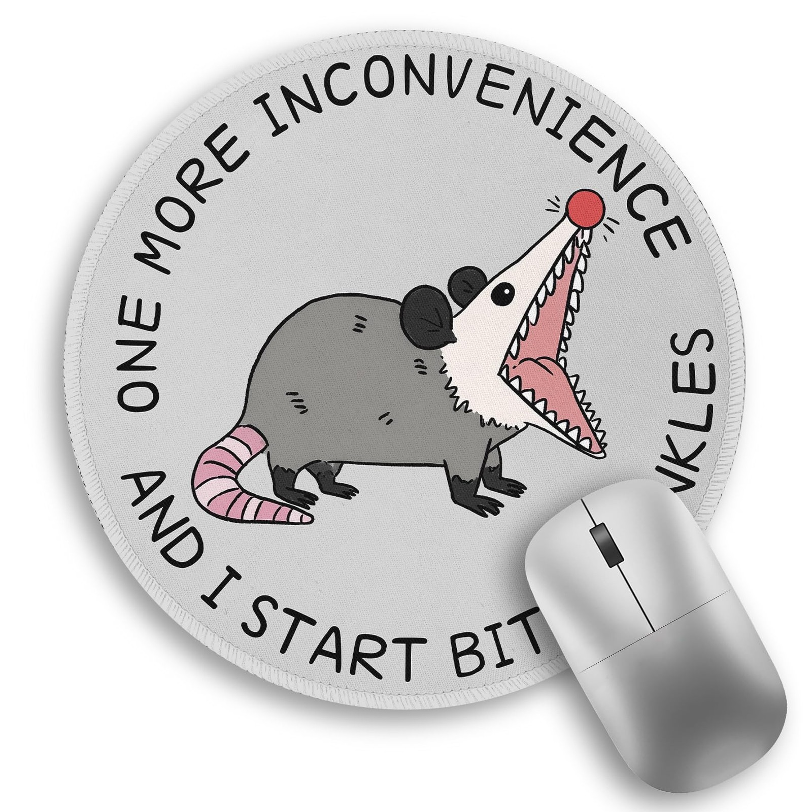 Funny Opossum Possum Small Round Travel Mouse Pad Desk Accessory 8.6x8.6 Inch