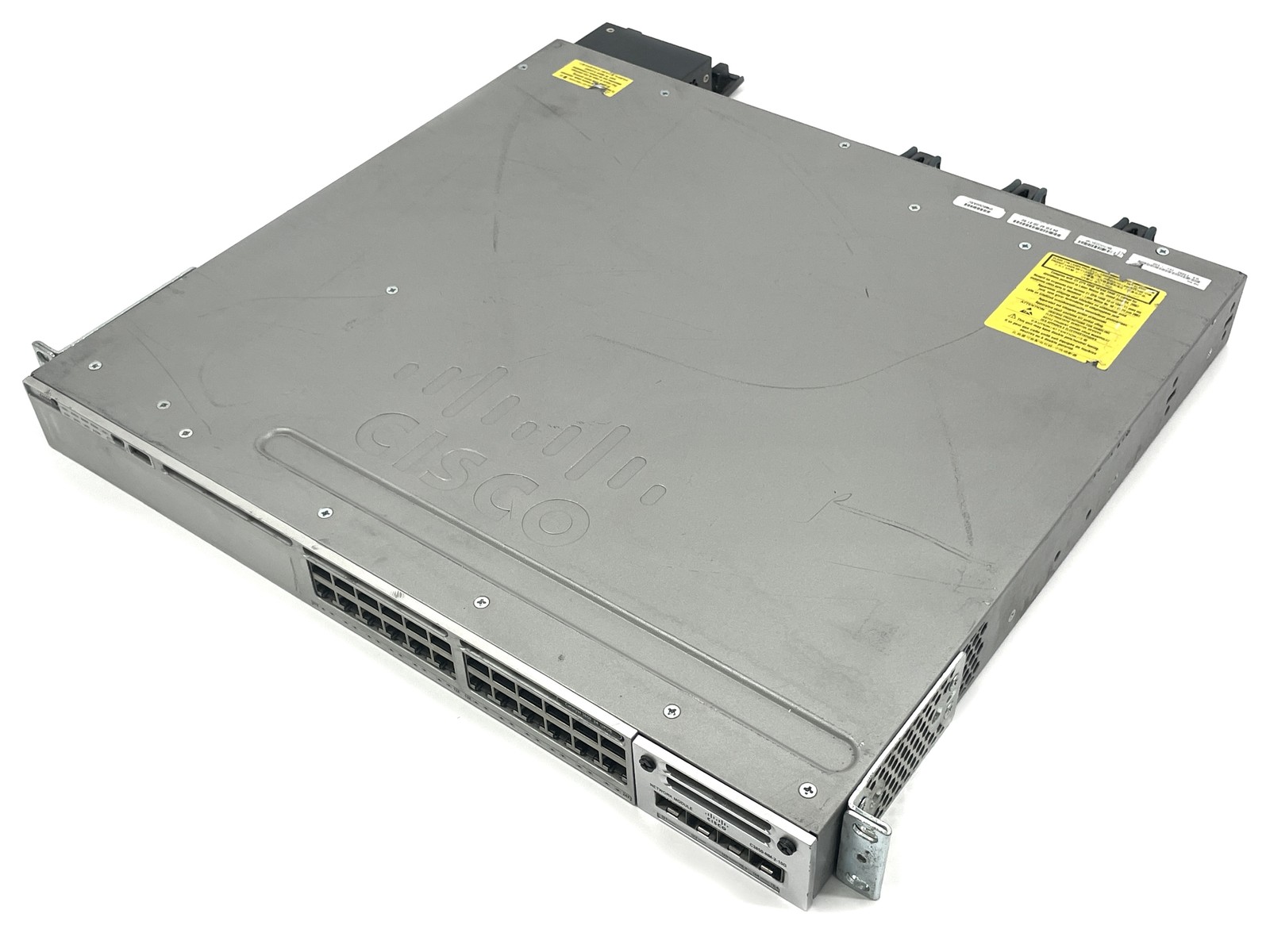 Cisco WS-C3850-24U-L 24-Port Gigabit UPoE Switch w/ 1x 1100WAC NM-4-1G & Ears