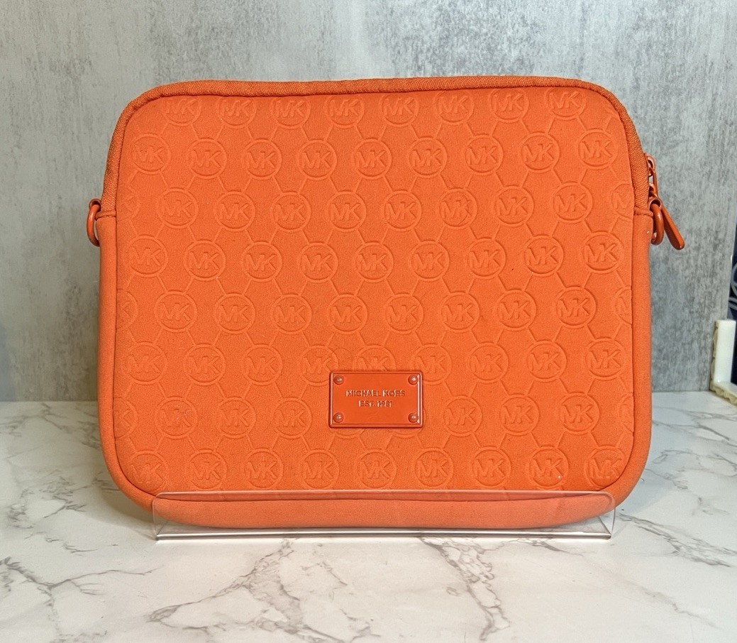 Michael Kors Tablet Case Bright Orange Tablet iPad Zip Closure Used