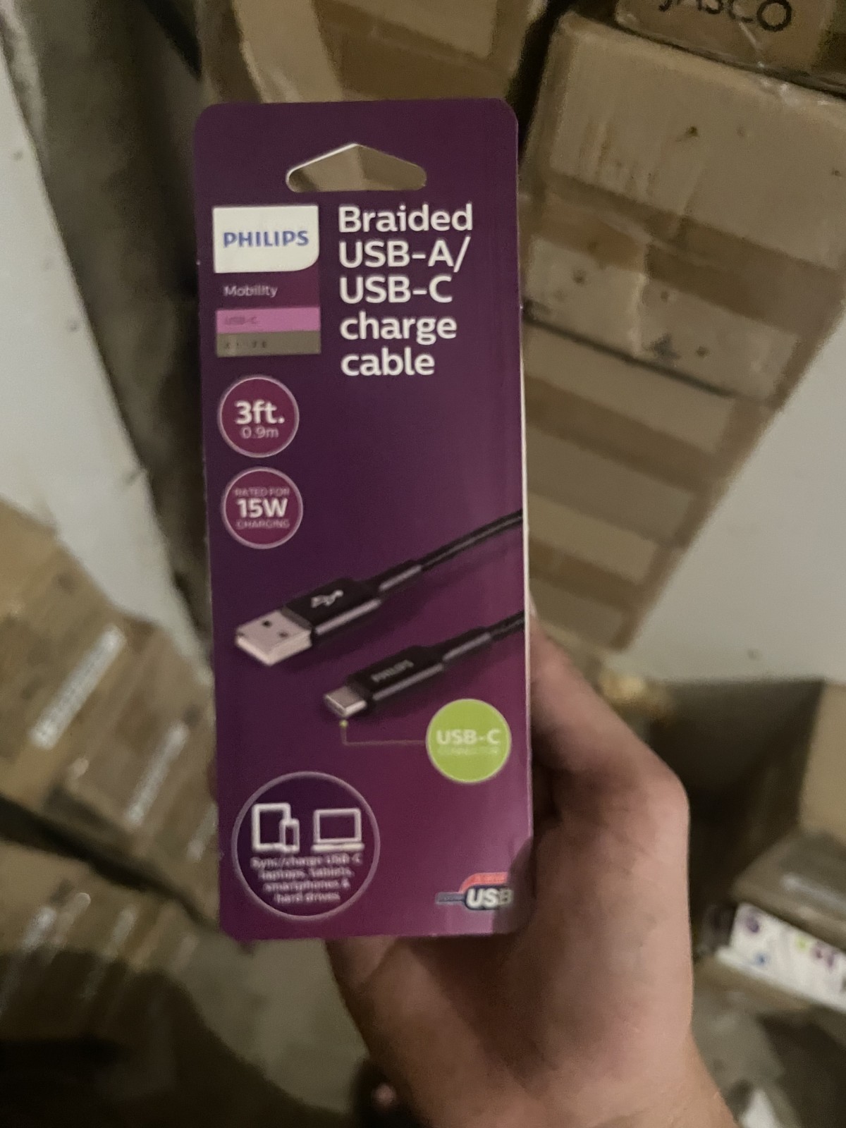 Philips Elite USB to USB-C  Cable 3ft NEW Braided Lot Of 24  Item 1$ Ea