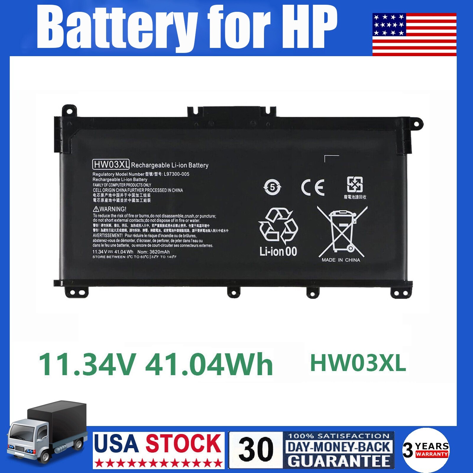 HW03XL Battery For HP Pavilion 15-EG 15-EH 17-CN 17-CP L97300-005 L96887 41.04W