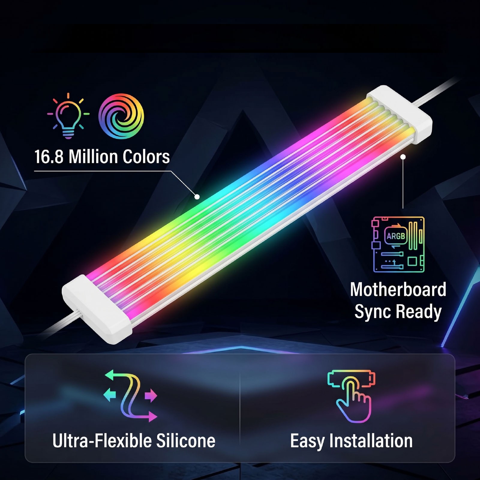 ARGB PSU Cable Flexible Silicone 3 Pin Sync RGB Lighting Kit For PC Cables COAY